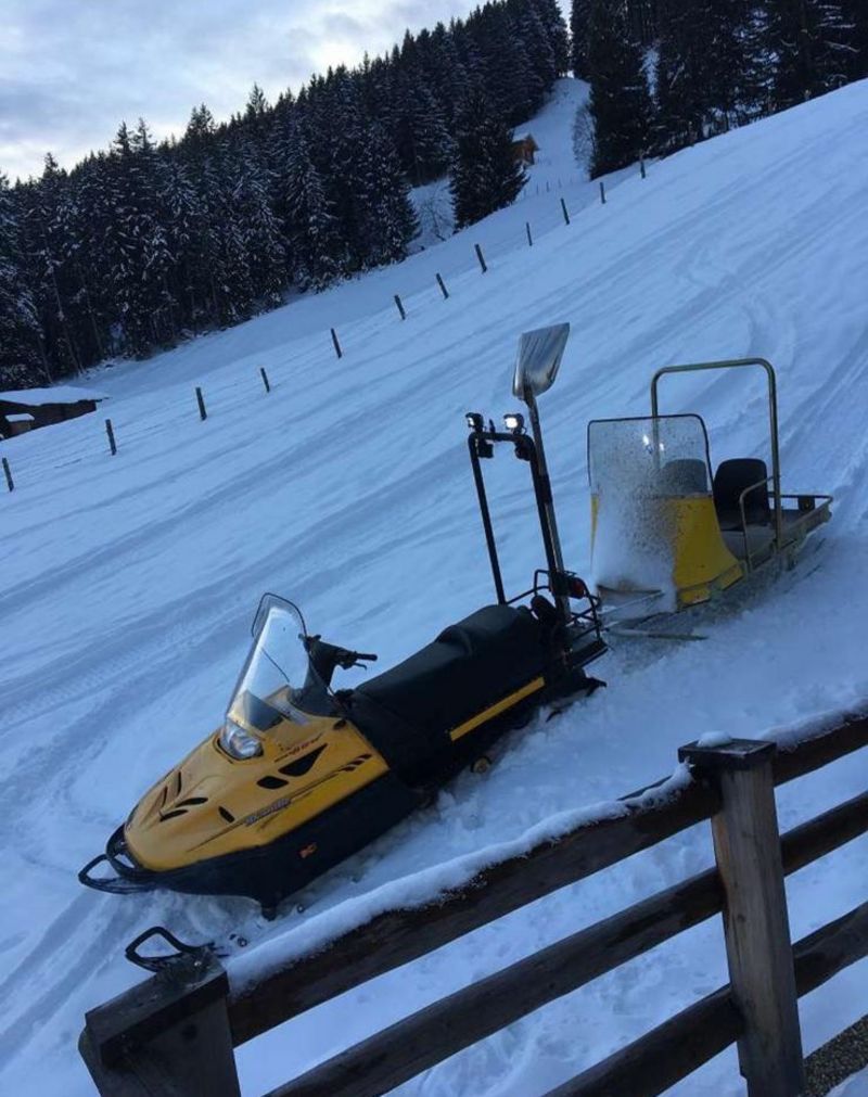Ausrüstung / Bekleidung: Ski doo Schneemobil mit Anhänger