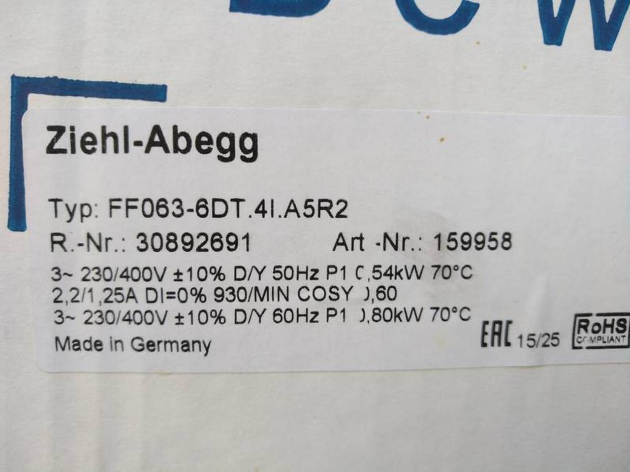 Ziehl-Abegg Ventilator DM63 400 V 2