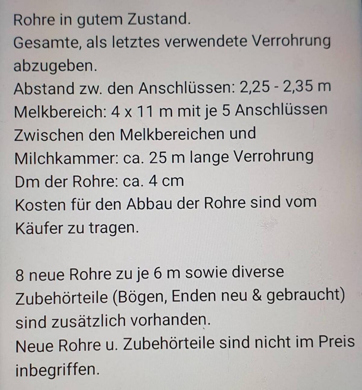Rohre für Rohrmelkanlage 2