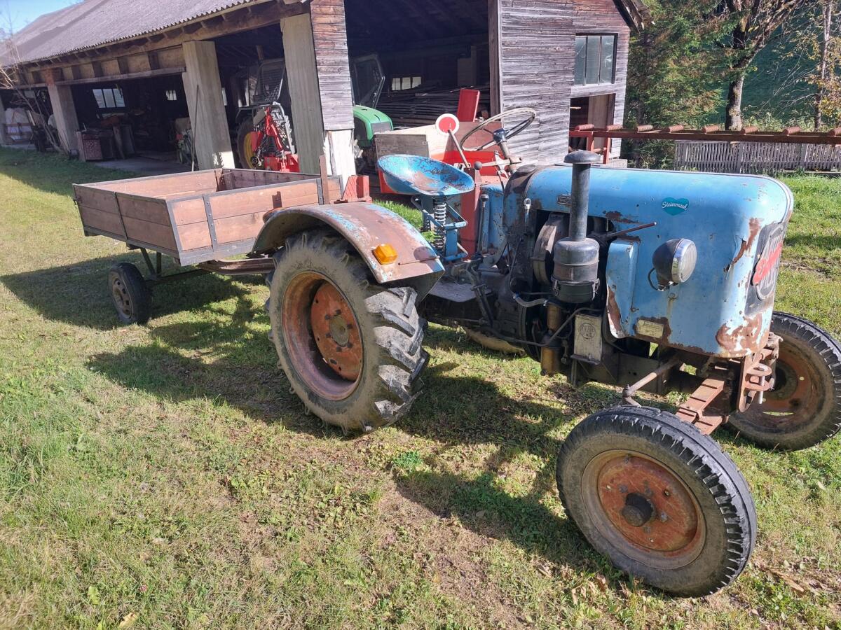 Eicher Traktor und Anhänger, Schneeketten 1