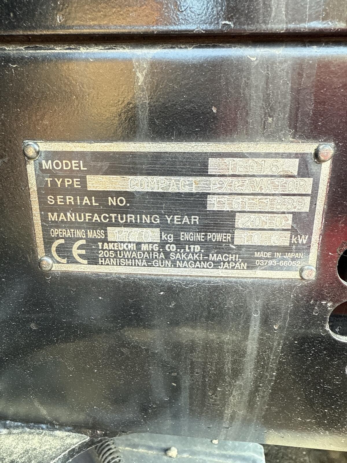 Minibagger Takeuchi TB016 3