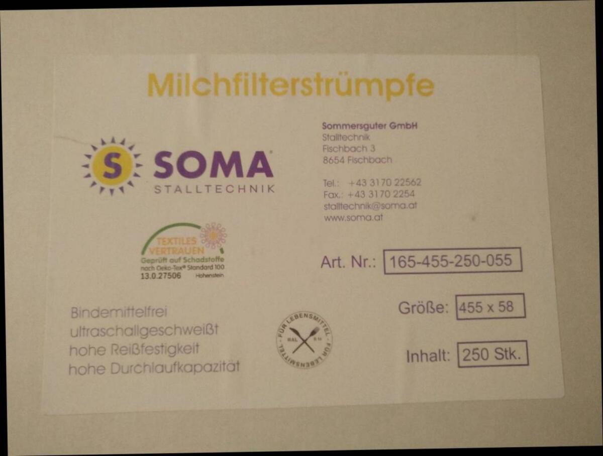 Milchfilterstrümpfe 455 x 58 mm 1