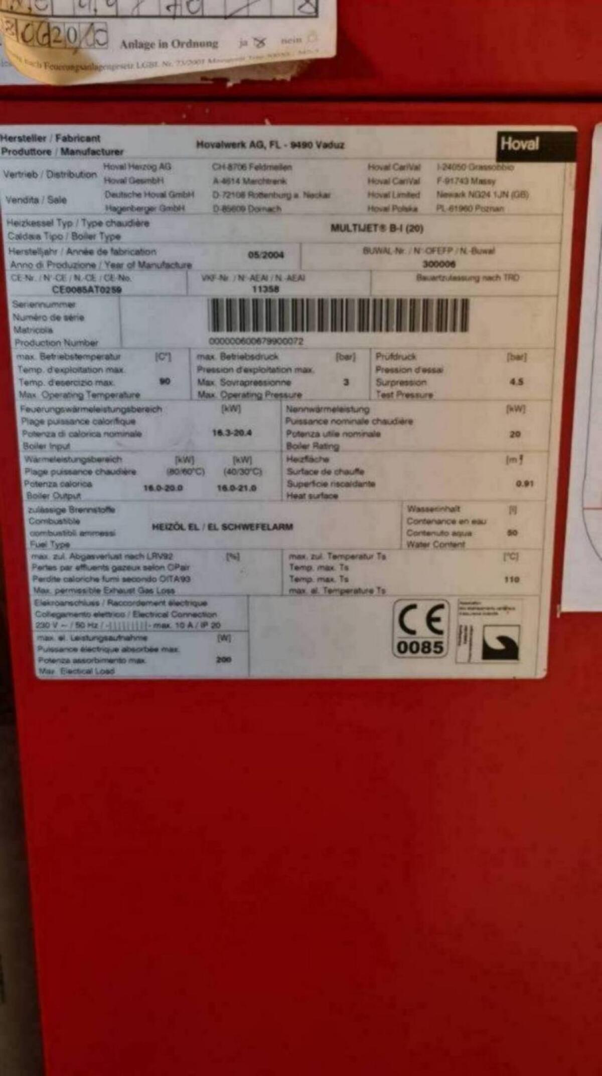 Ölheizung Hoval MultiJet 3
