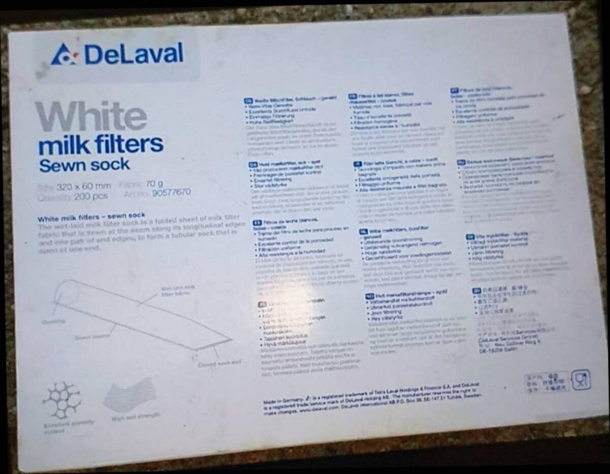 Milchfilter weiß, genäht 1