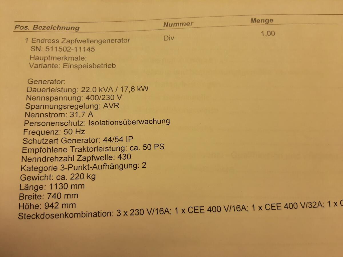 Endress Zapfwellengenerator 1
