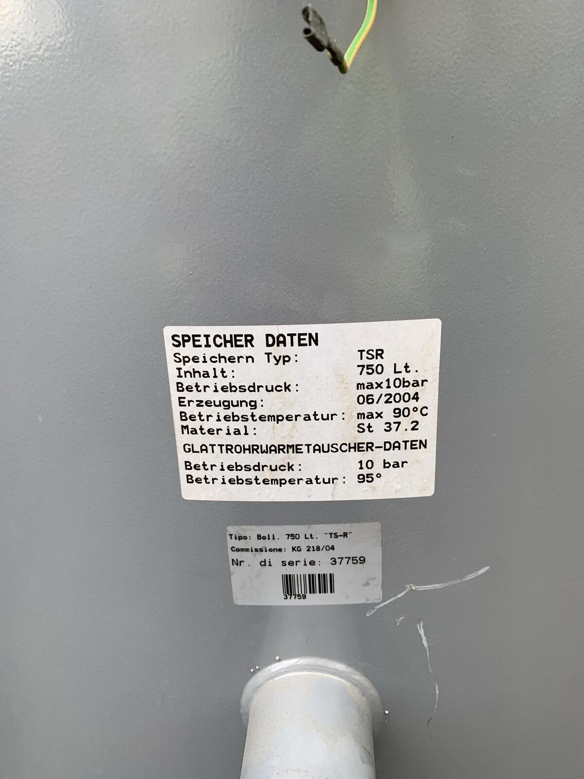 Pufferspeicher 750 l 2