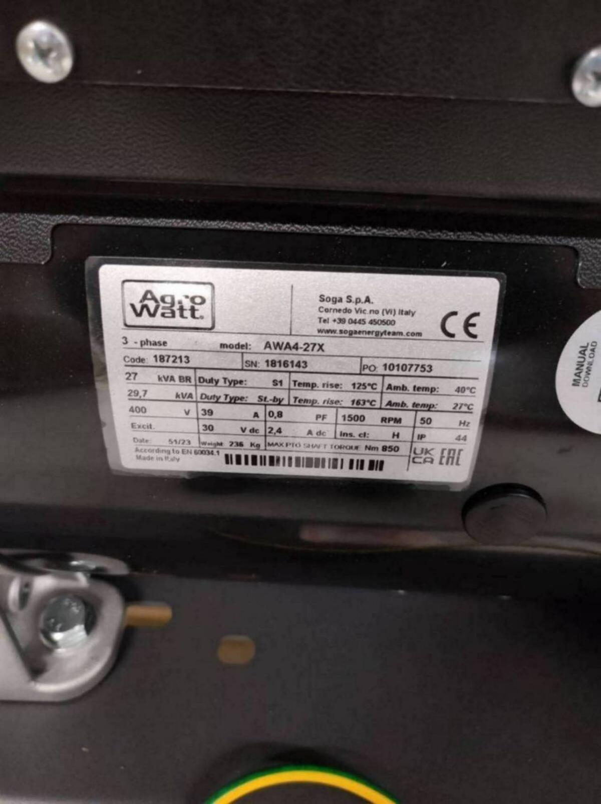 Notstromaggregat Daru Zapfwellengenerator 27 kVA 2