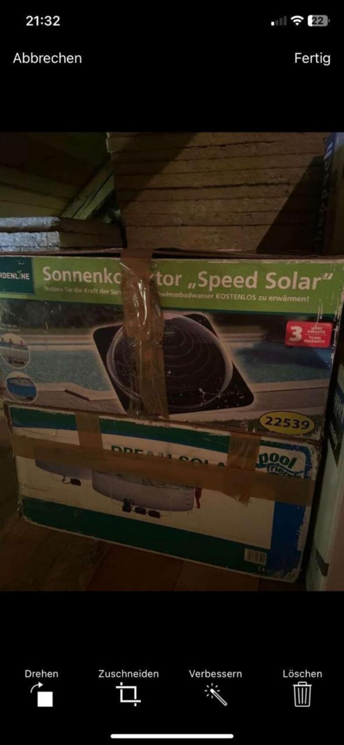 2 Stk. € 60,- Sonnenkollektor Speed Solar, 1 Stk. € 30,- 1