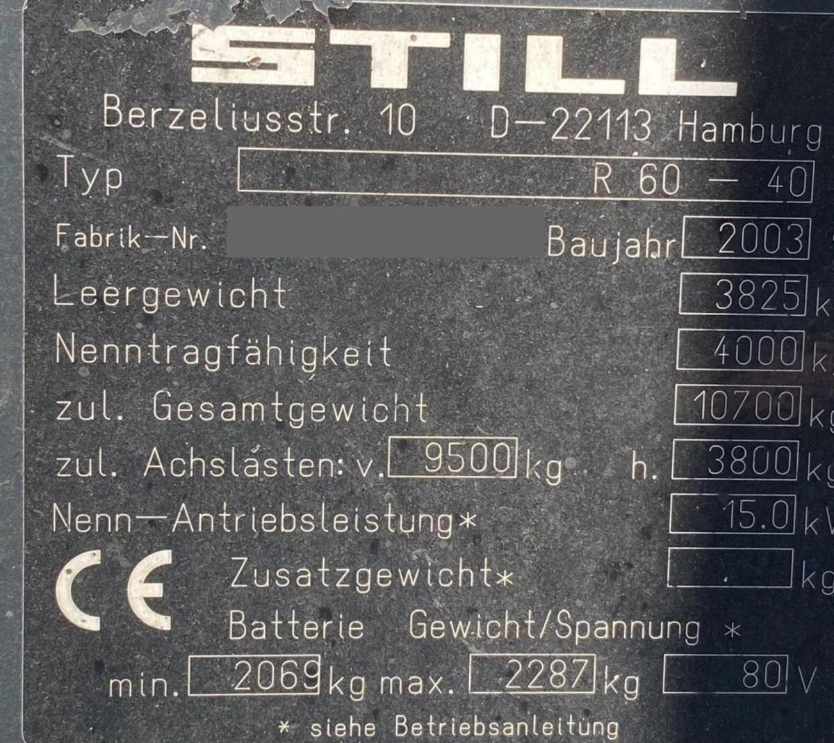 Still R 60-40 4t Stapler ohne Batterie 3