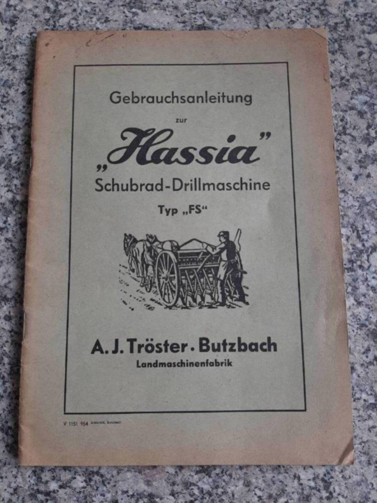 Gebrauchsanleitung Hassia Drillmaschine 1