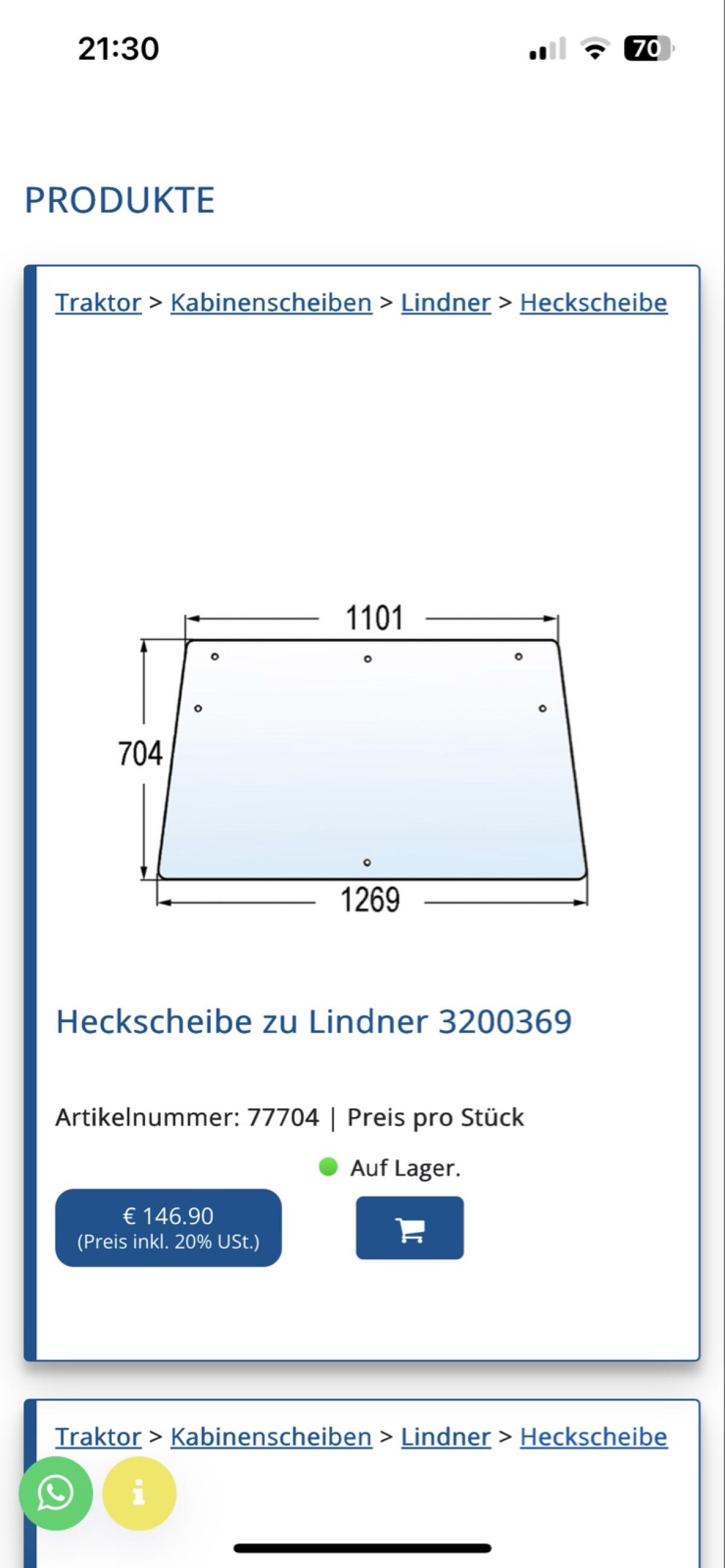 Heckscheibe Lindner 1450, 1500, 1600 3