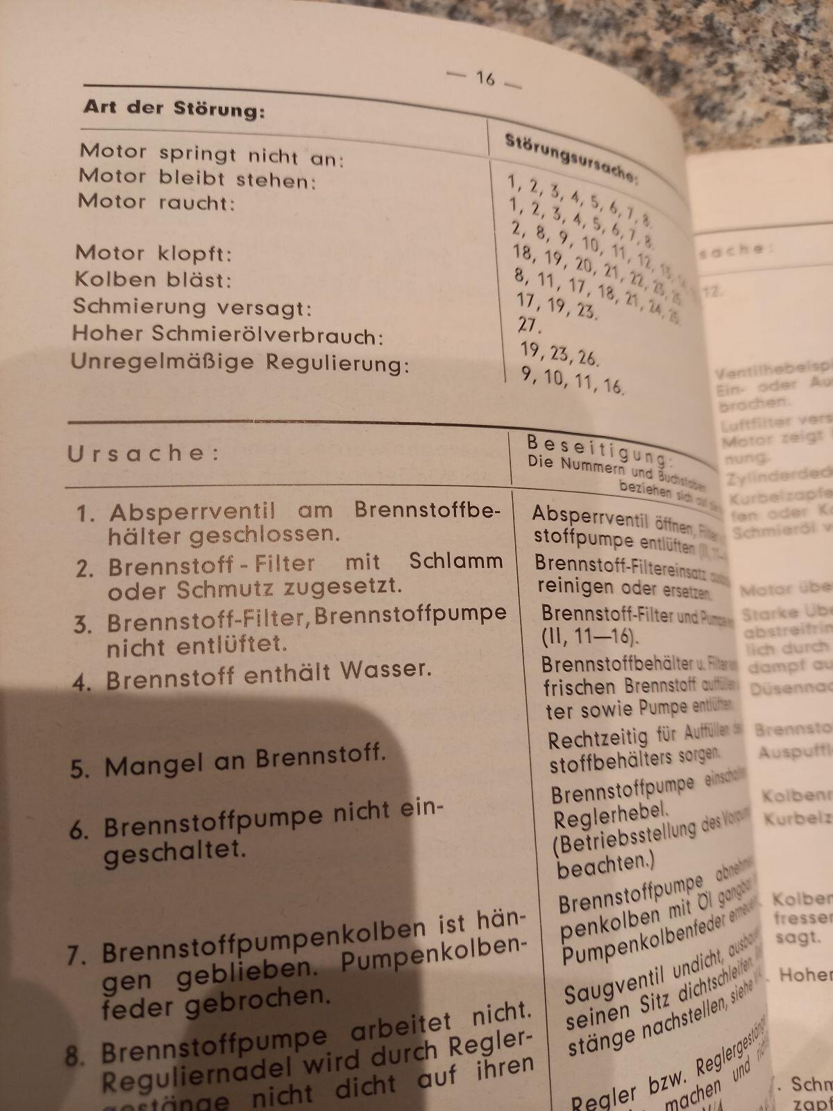 Güldner Diesel-Motor Bedienungsanleitung D 215 3