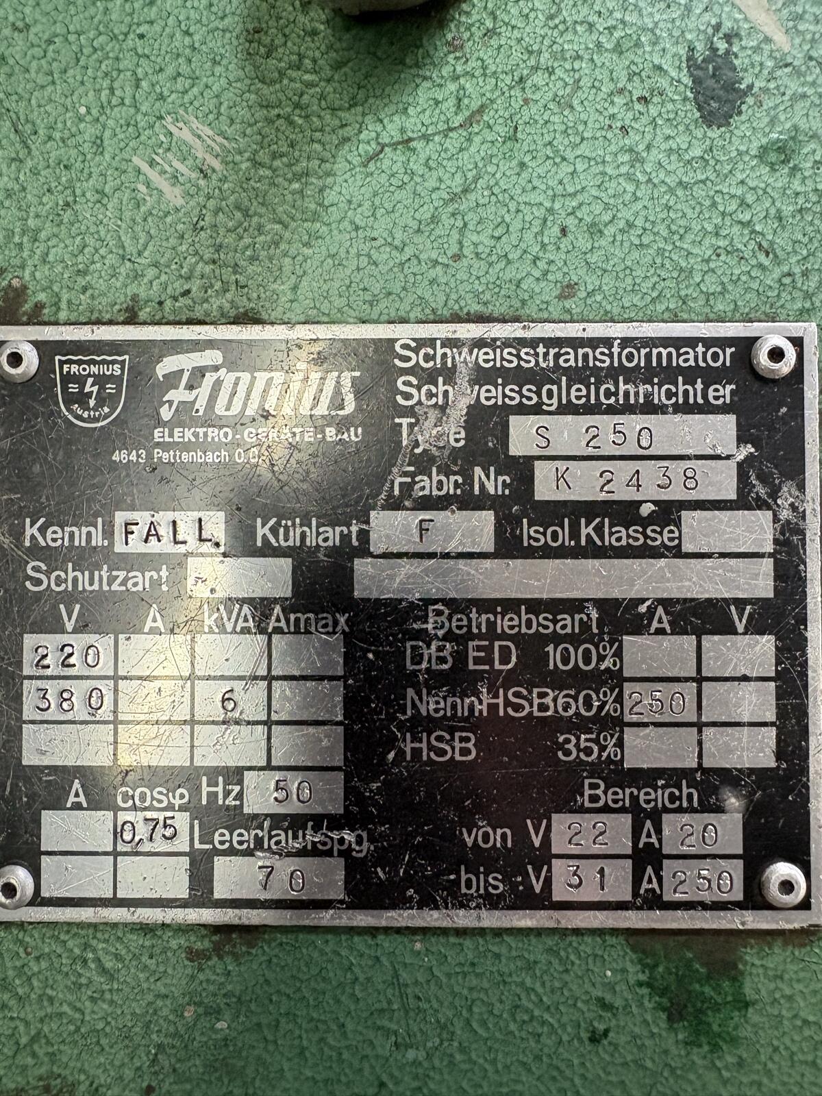 Fronius Schweißgerät 20-250 A 380 V 2