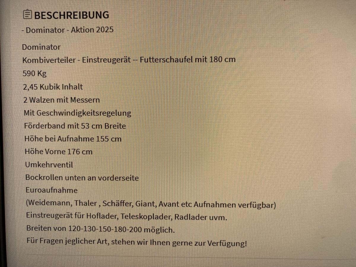 Futterschaufel Dominator 180 cm 2