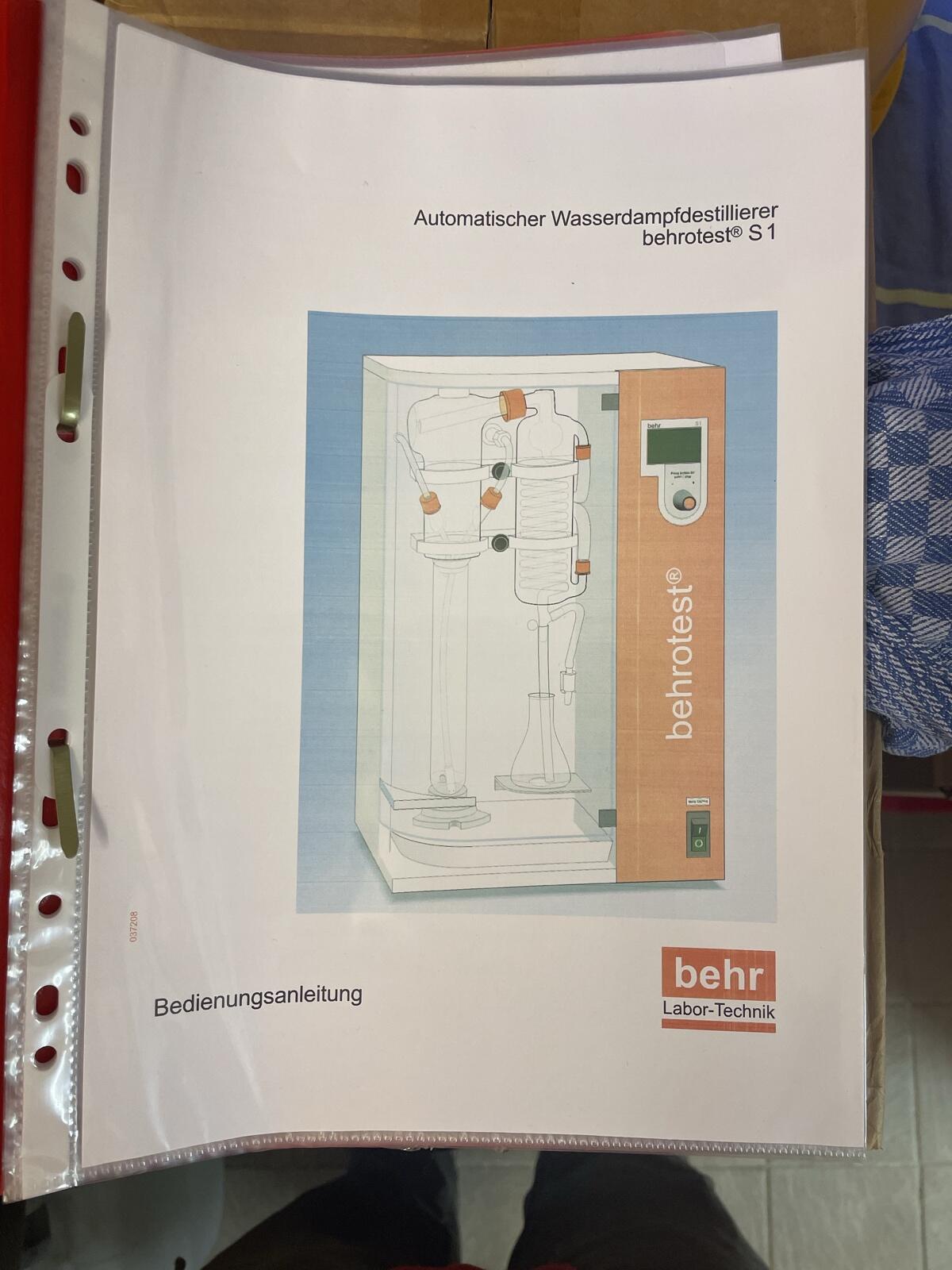 S1 behr Wasserdampfdestilliergerät, Alkoholbestimmung 3