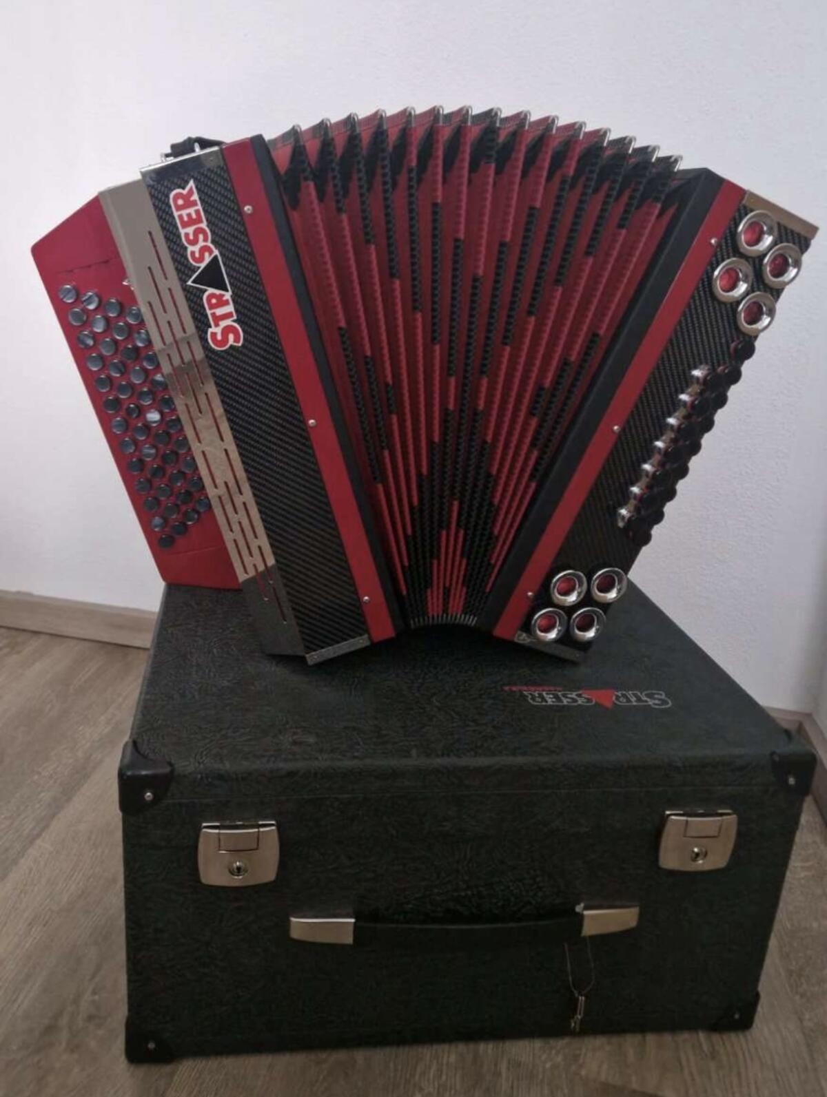 Steirische Harmonika Strasser Creativ Carbon Rot 3