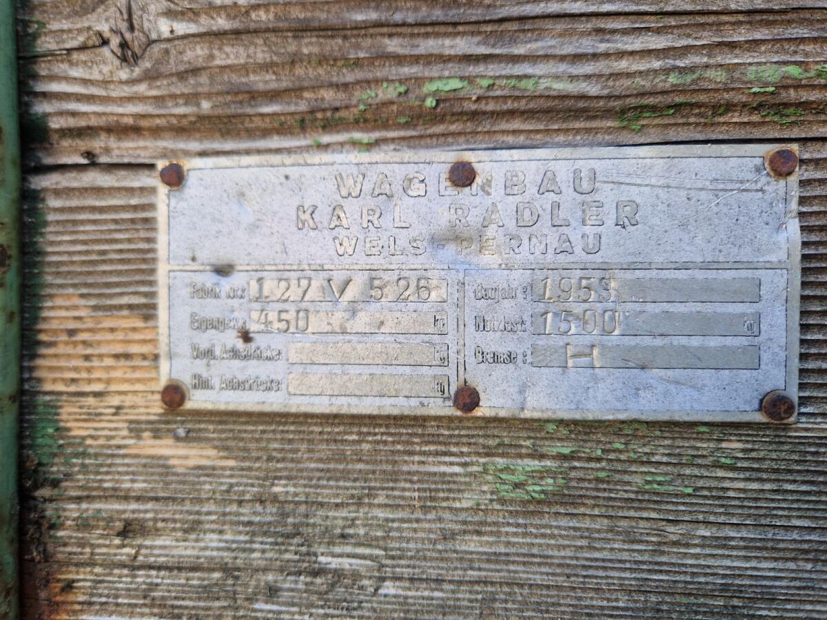 1,5 t / Bj. 1953 Traktoranhänger Fa. RADLER - kein Kipper 2