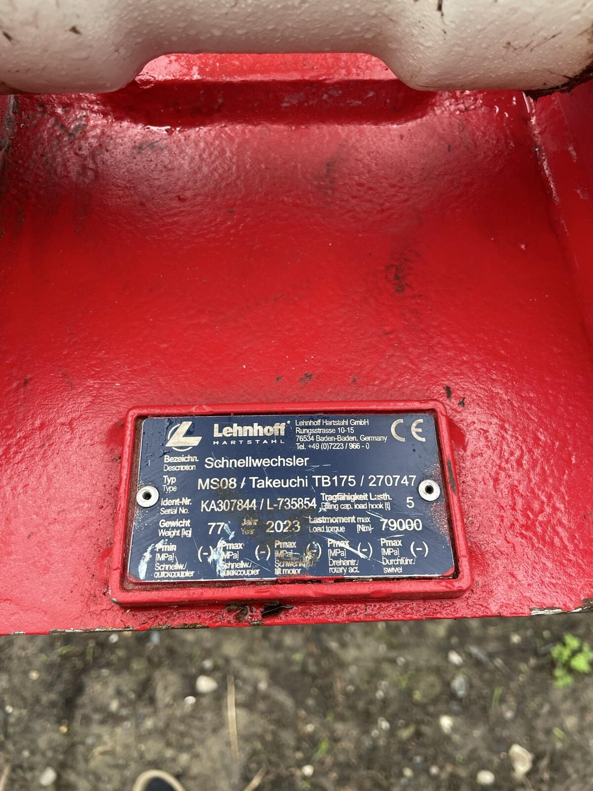 Schnellwechsler Lehnhoff MS08, Takeuchi TB175, TB290 3