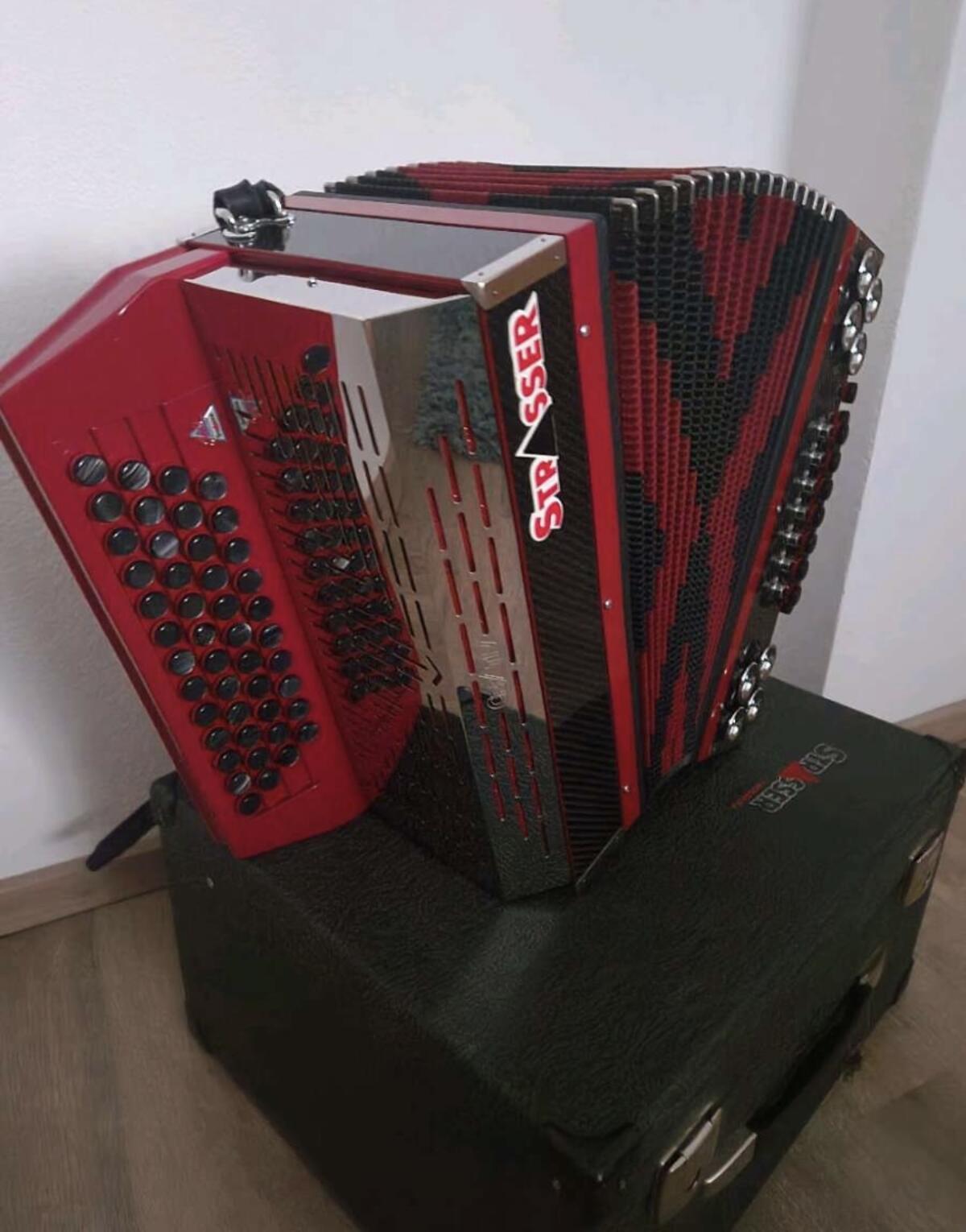 Steirische Harmonika Strasser Creativ Carbon Rot 2