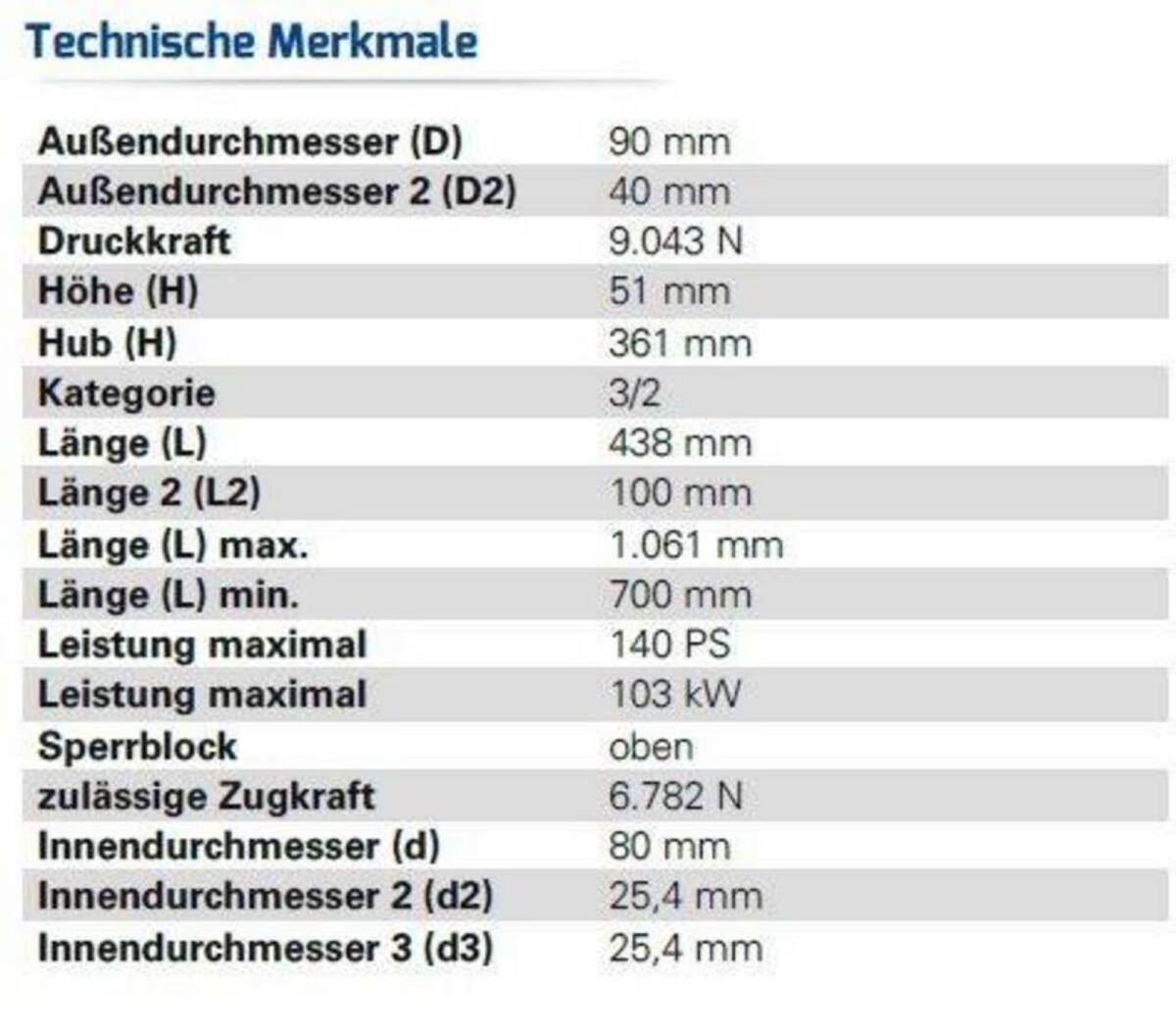 Hydraulischer Oberlenker KAT. 3/2 2