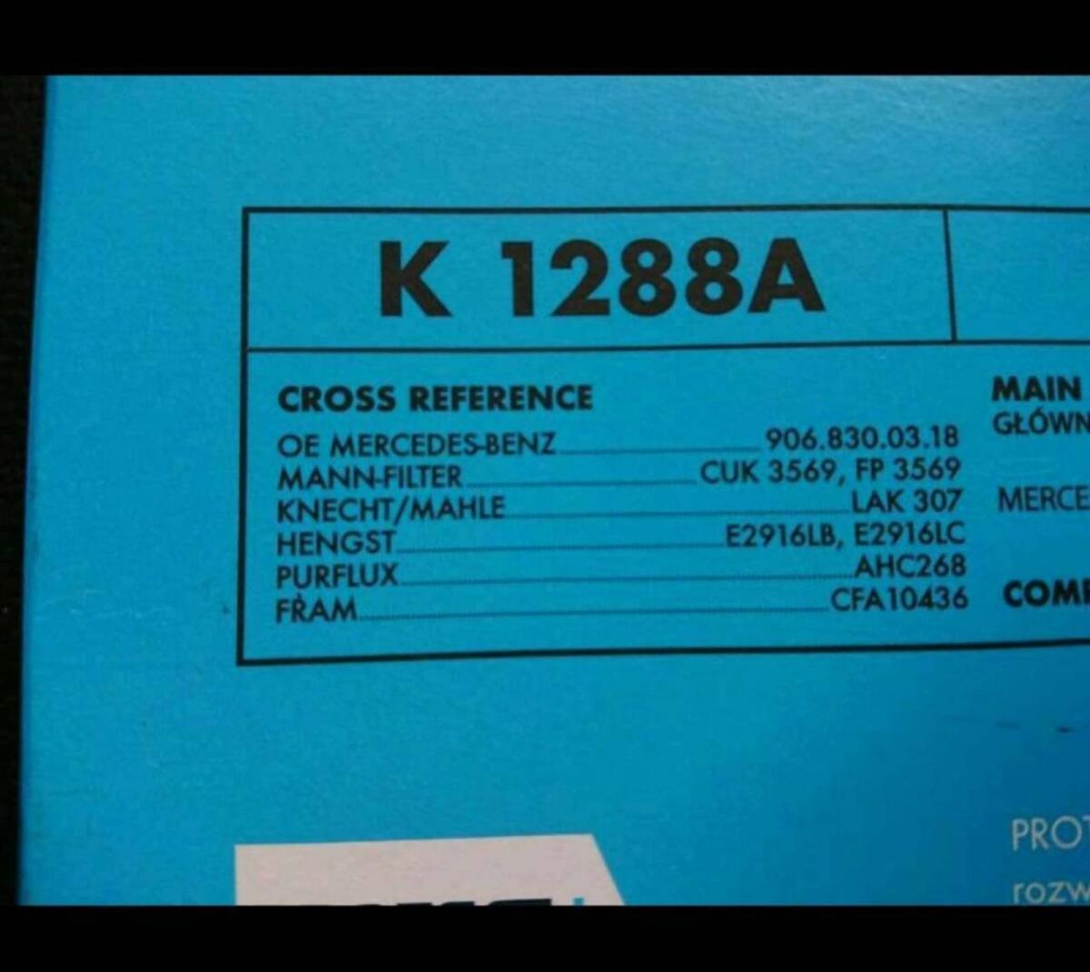 Innenraumfilter K 1288A 1