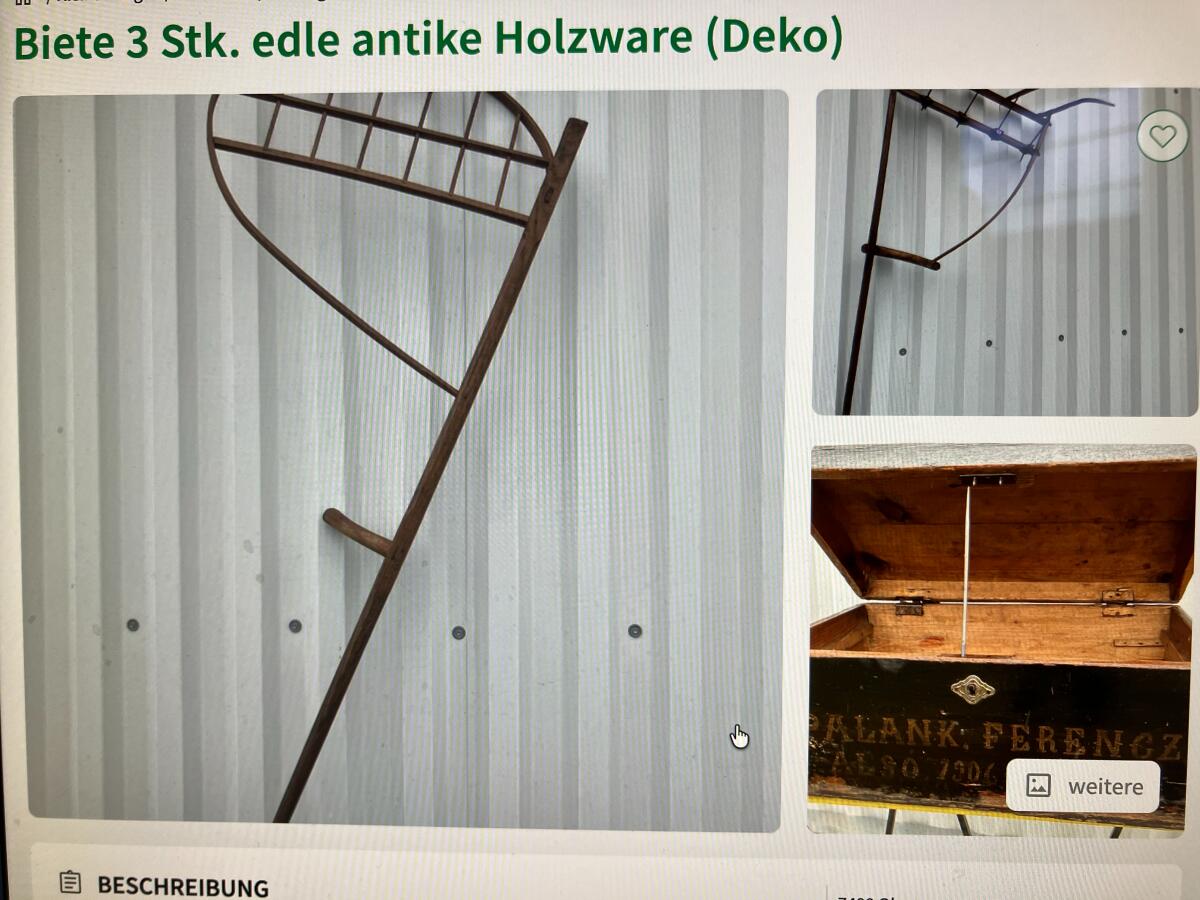 Biete 3 Stk. edle antike Holzware (Deko) 1