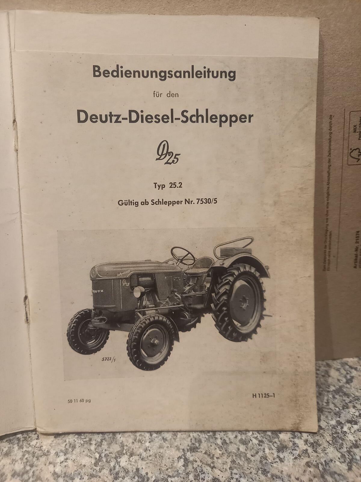 Bedienungsanleitung Deutz D 25.2 2