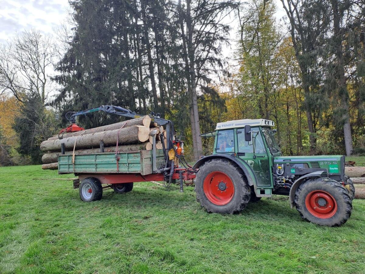 Rückewagen Kipper mit Kran Reisch 3