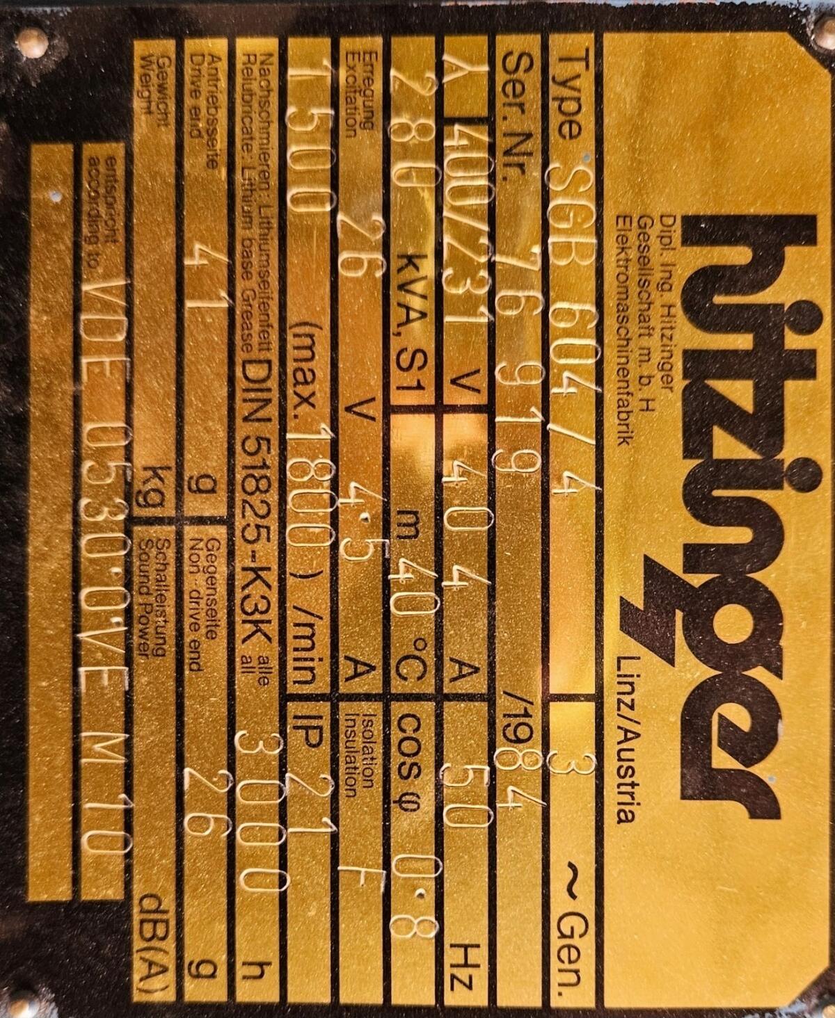 Notstromaggregat Jenbacher 280kVA 3