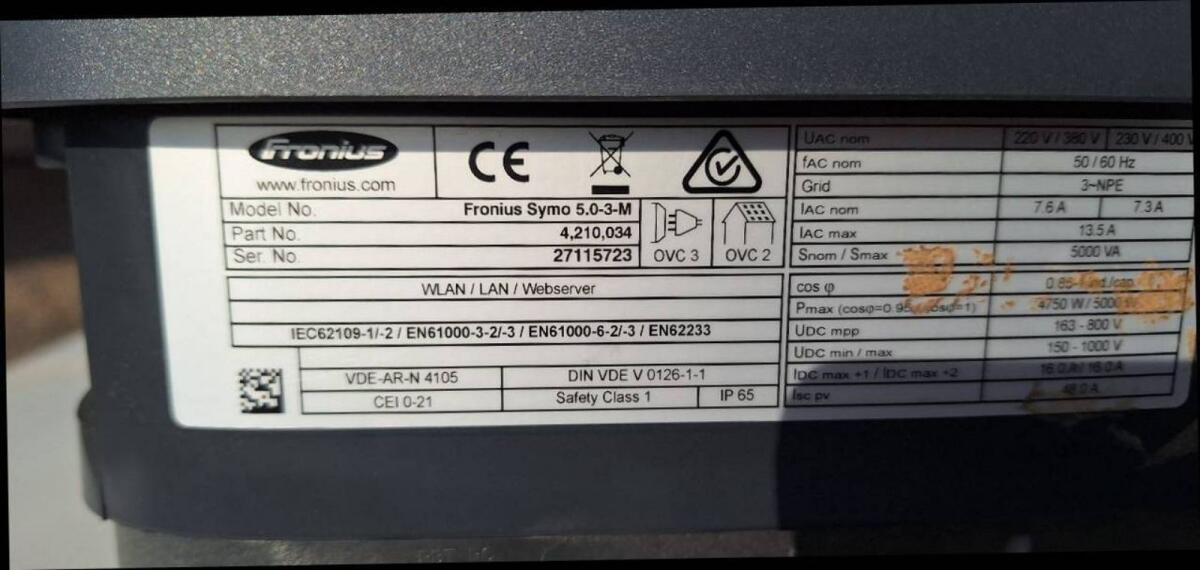 Verkaufe Fronius Symo 5kW + Smart Meter 3