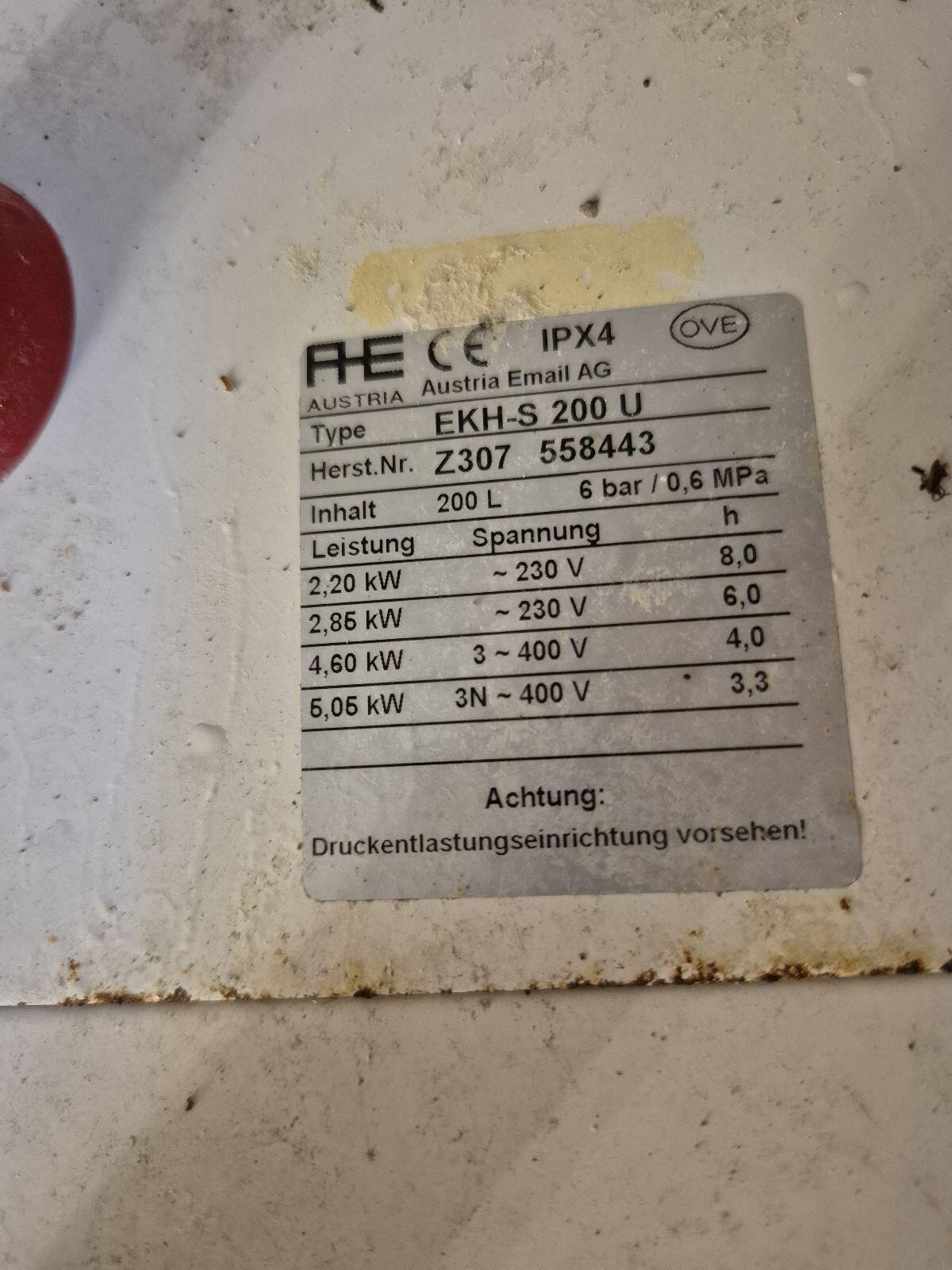 Warmwasserboiler 200 l EKH-S 200 U 2