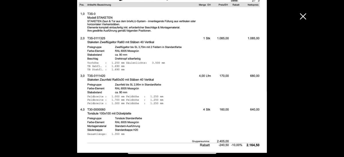 Tor Brix Modell Staketen Flügeltor 1