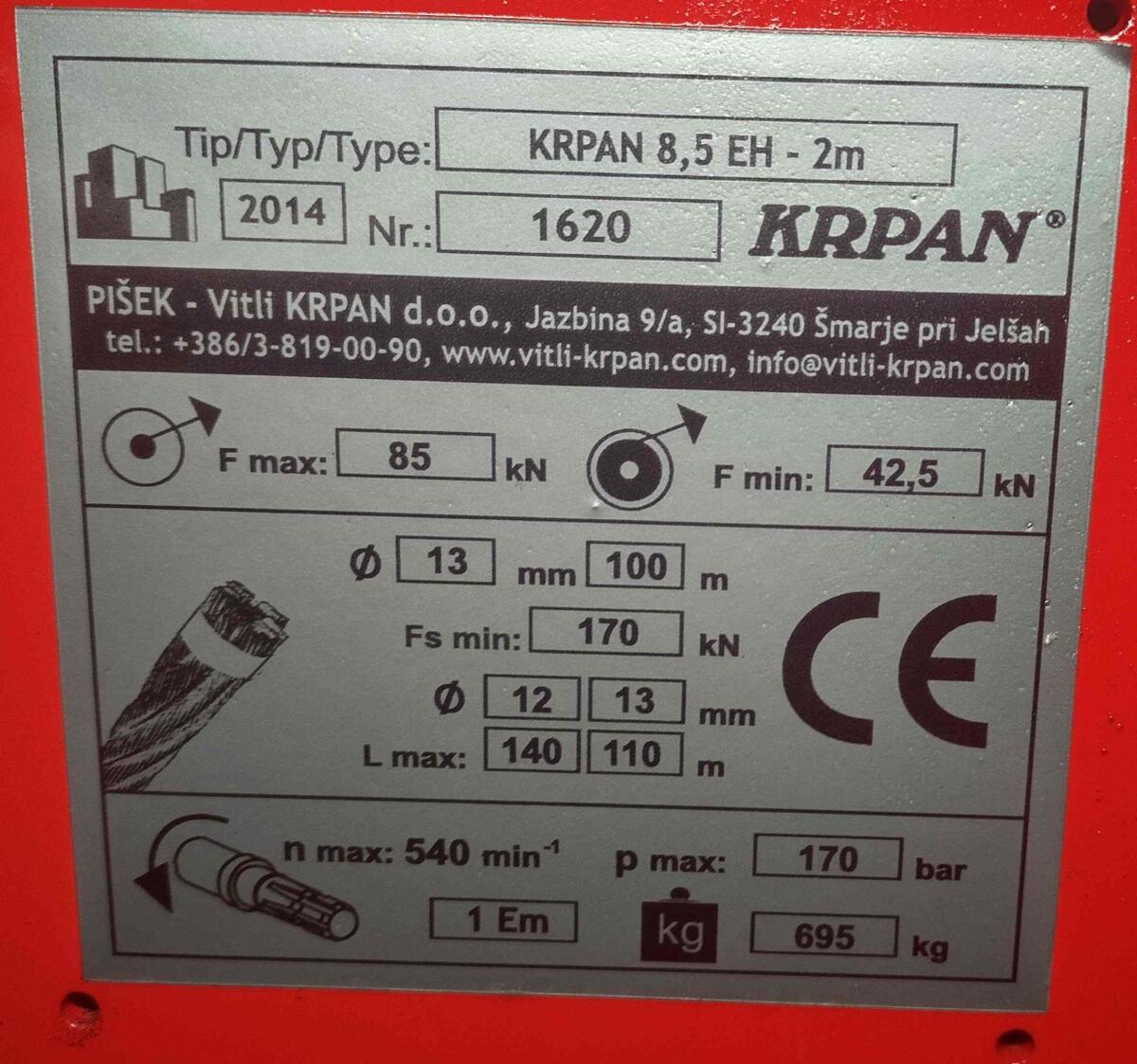 Funkseilwinde Krpan 8.5EH mit Seilausstoß und Funk 3