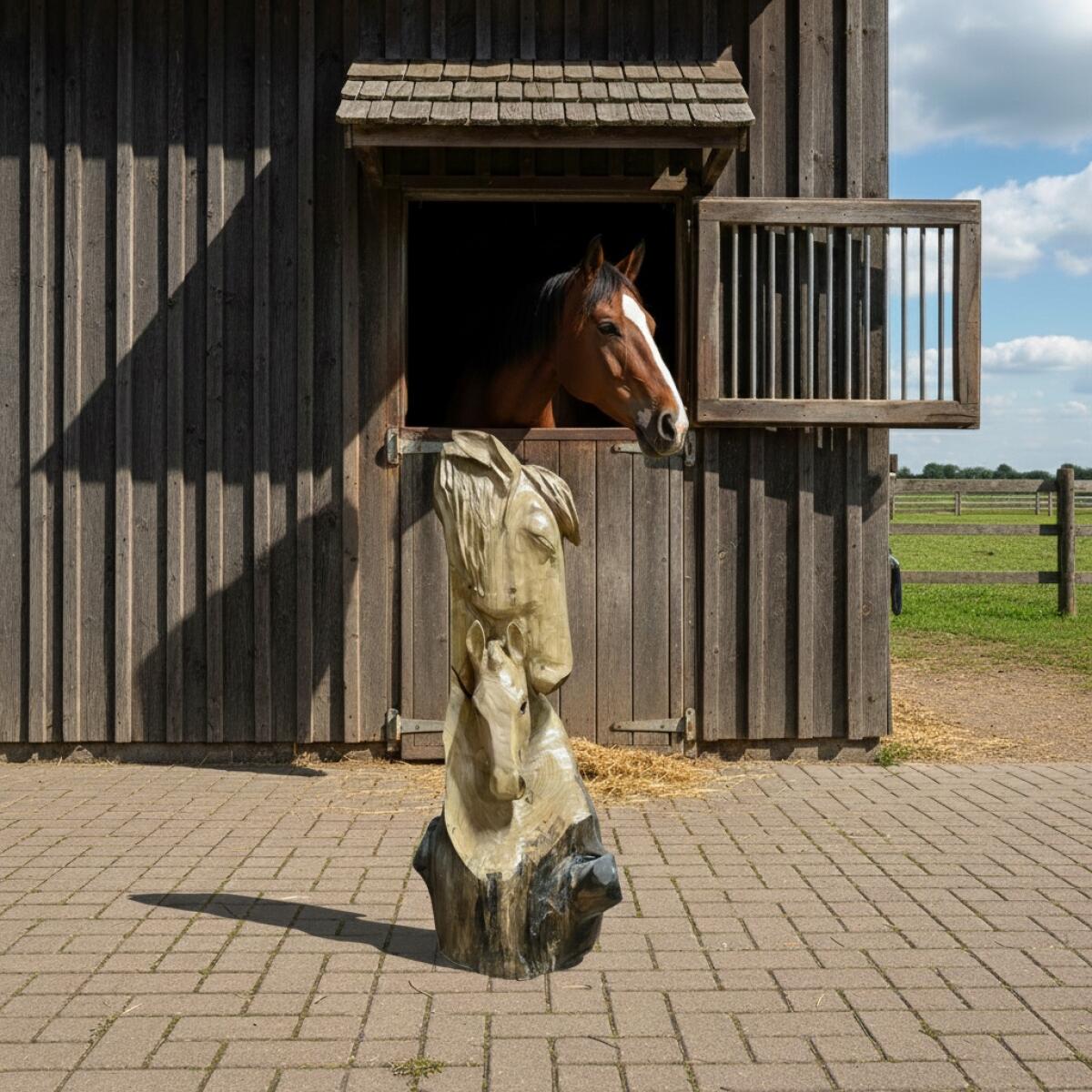 Stute und Fohlen - Holzskulptur von JessBlack 2