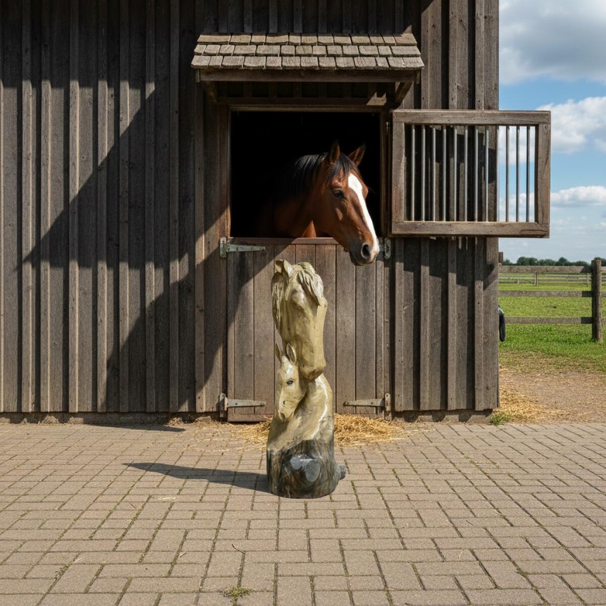 Stute und Fohlen - Holzskulptur von JessBlack 3