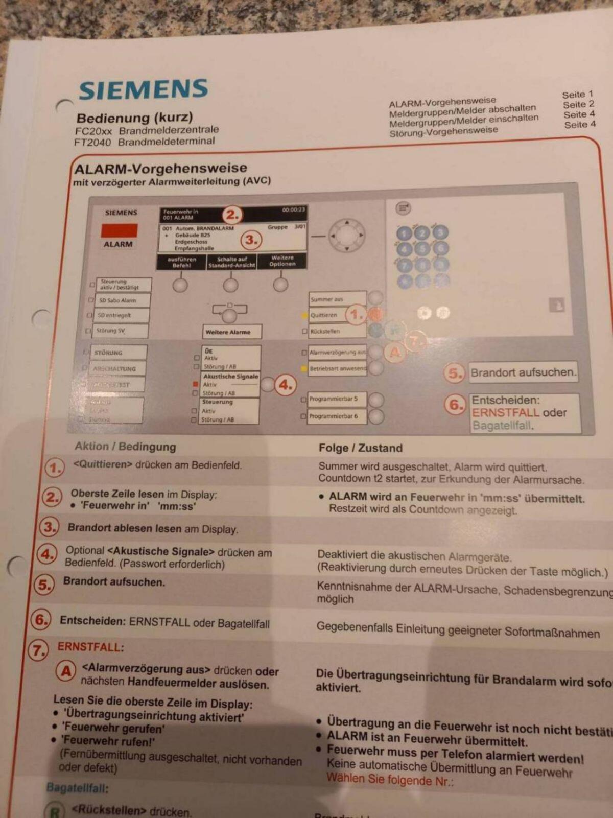 Bedienungsanleitung Brandmeldeanlage Siemens 2