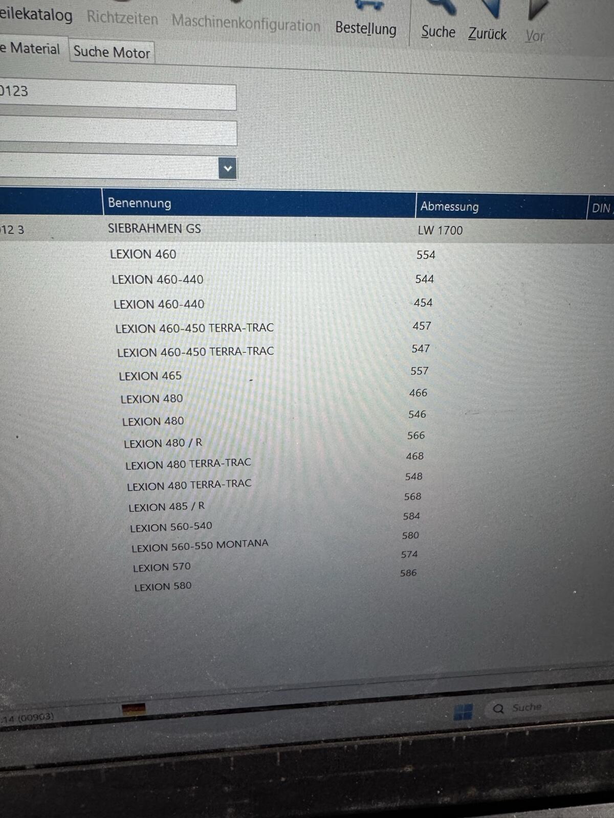 Obersiebrahmen Claas Lexion 3