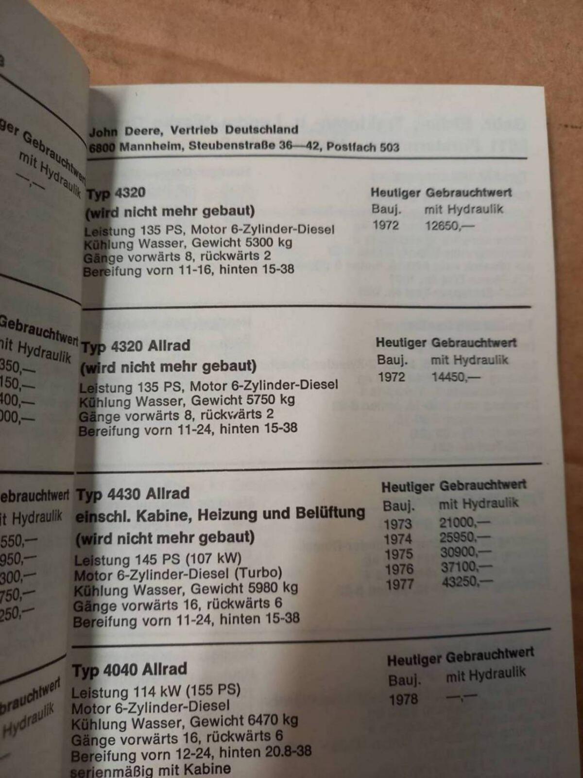 Errechnete Zeitwerte für Schlepper und Mähdrescher 3