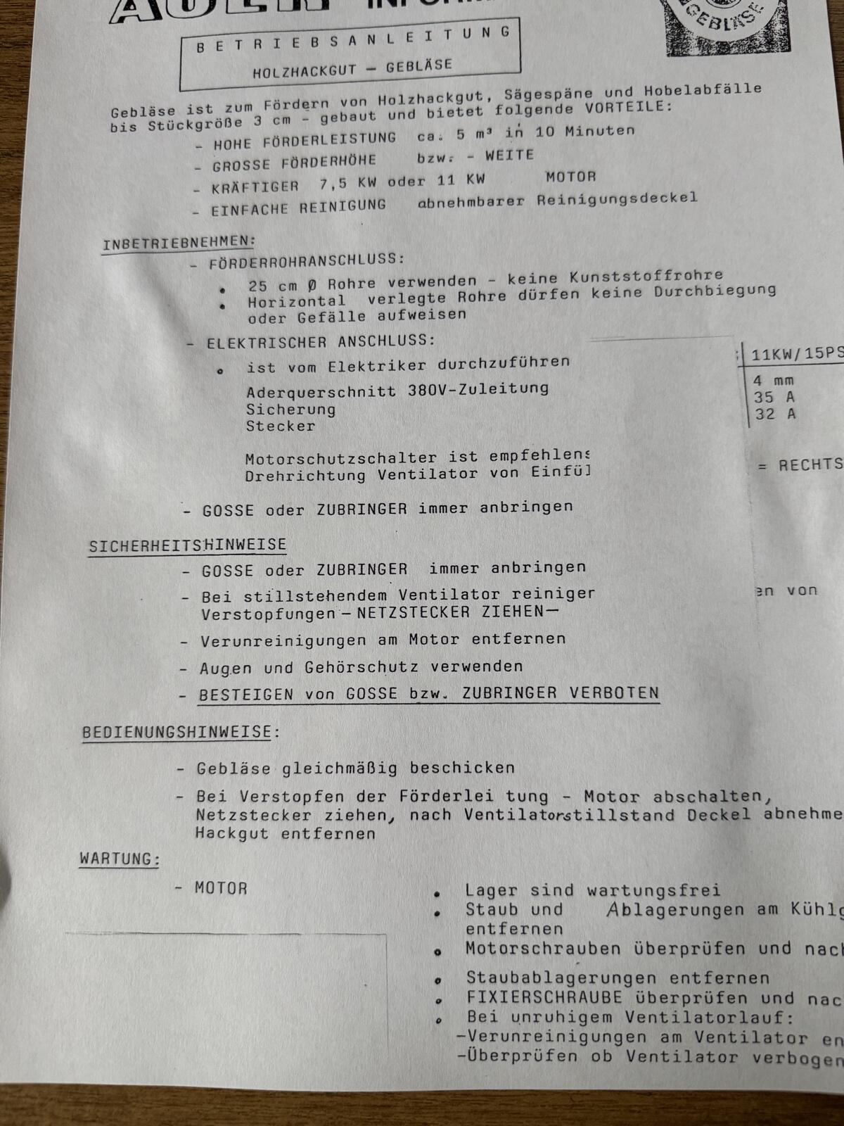 Auer Motor Hackschnitzelgebläse 3