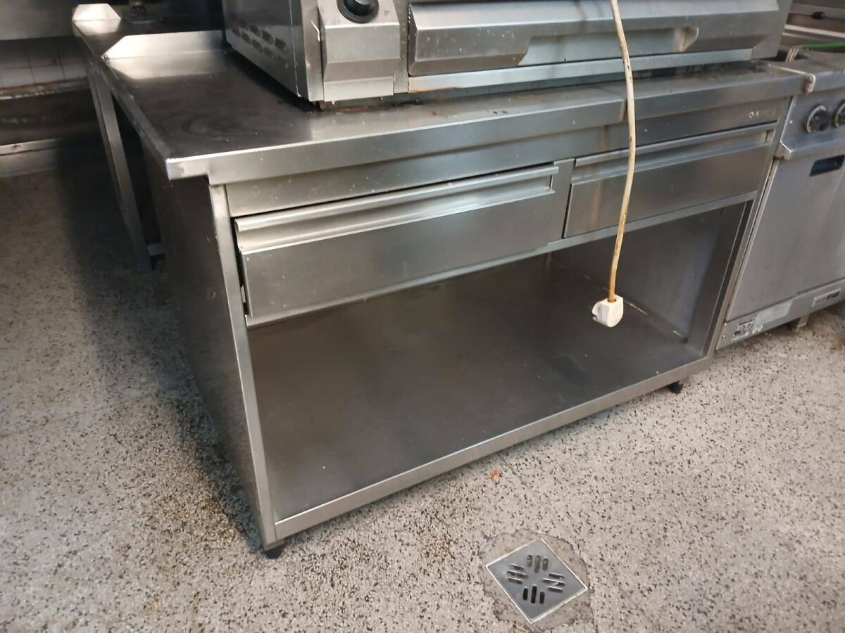 Nirosta Kasten mit zwei Laden 125 x 70 1