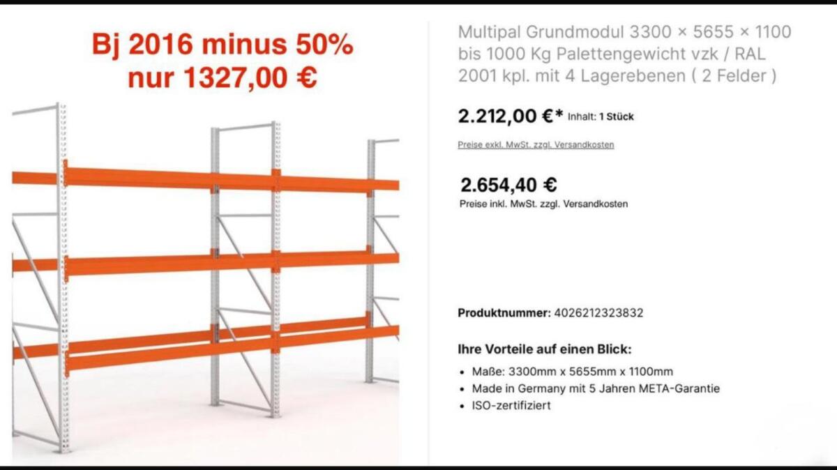 50% vom NP Schwerlastregal Hochregal Palettenregal 3