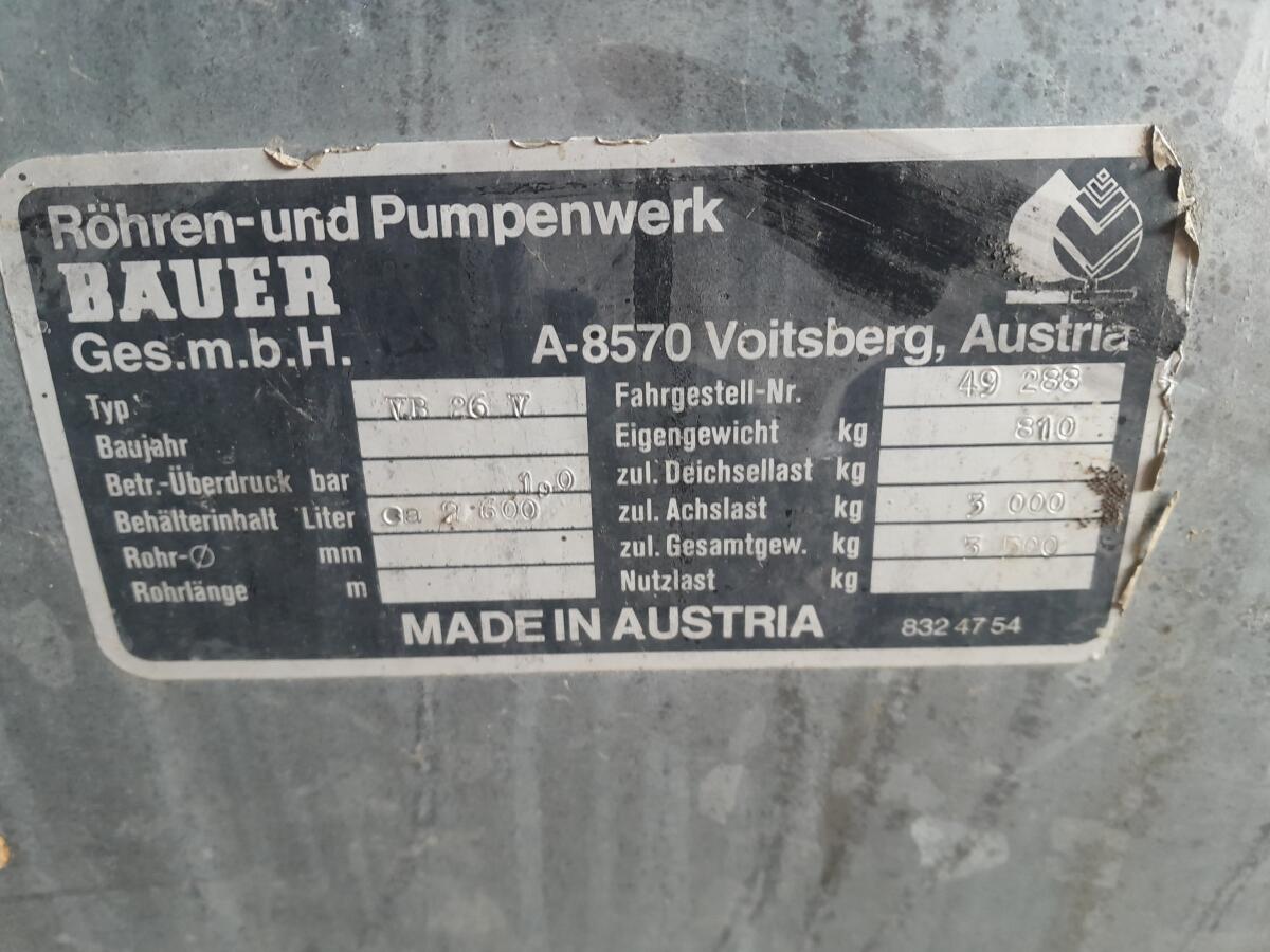 Bauer Güllefass VB 26 V 2.600 l 3