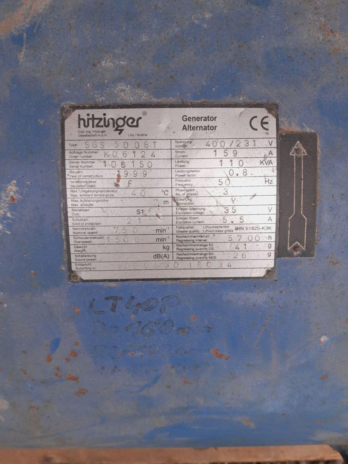 Generator Hitzinger 110 kVA 2