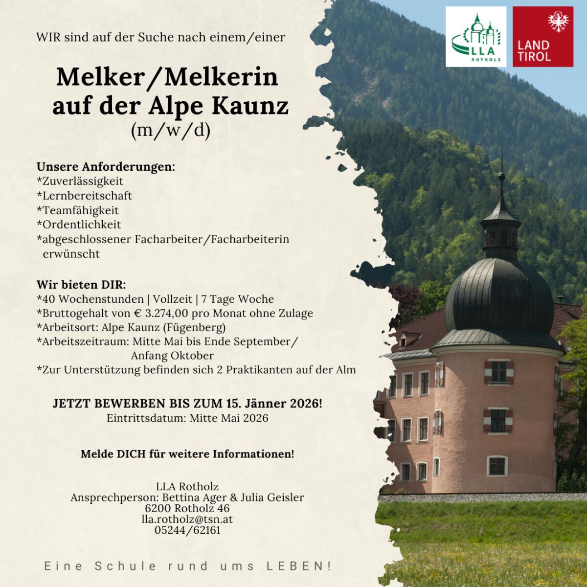 Stellenausschreibung Melker/Melkerin 1