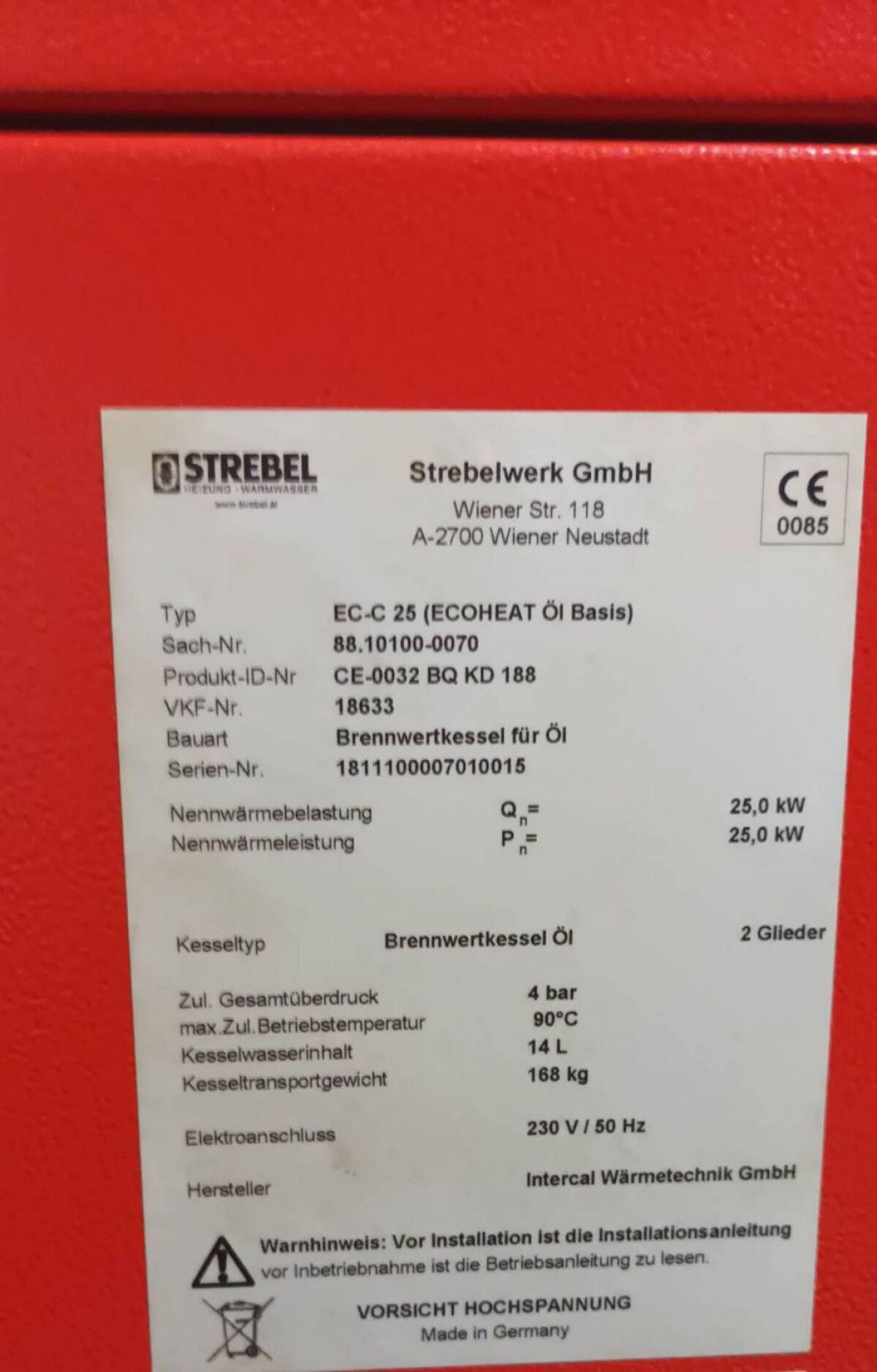Öl-Brennwertkessel Strebel EC-C 25 3