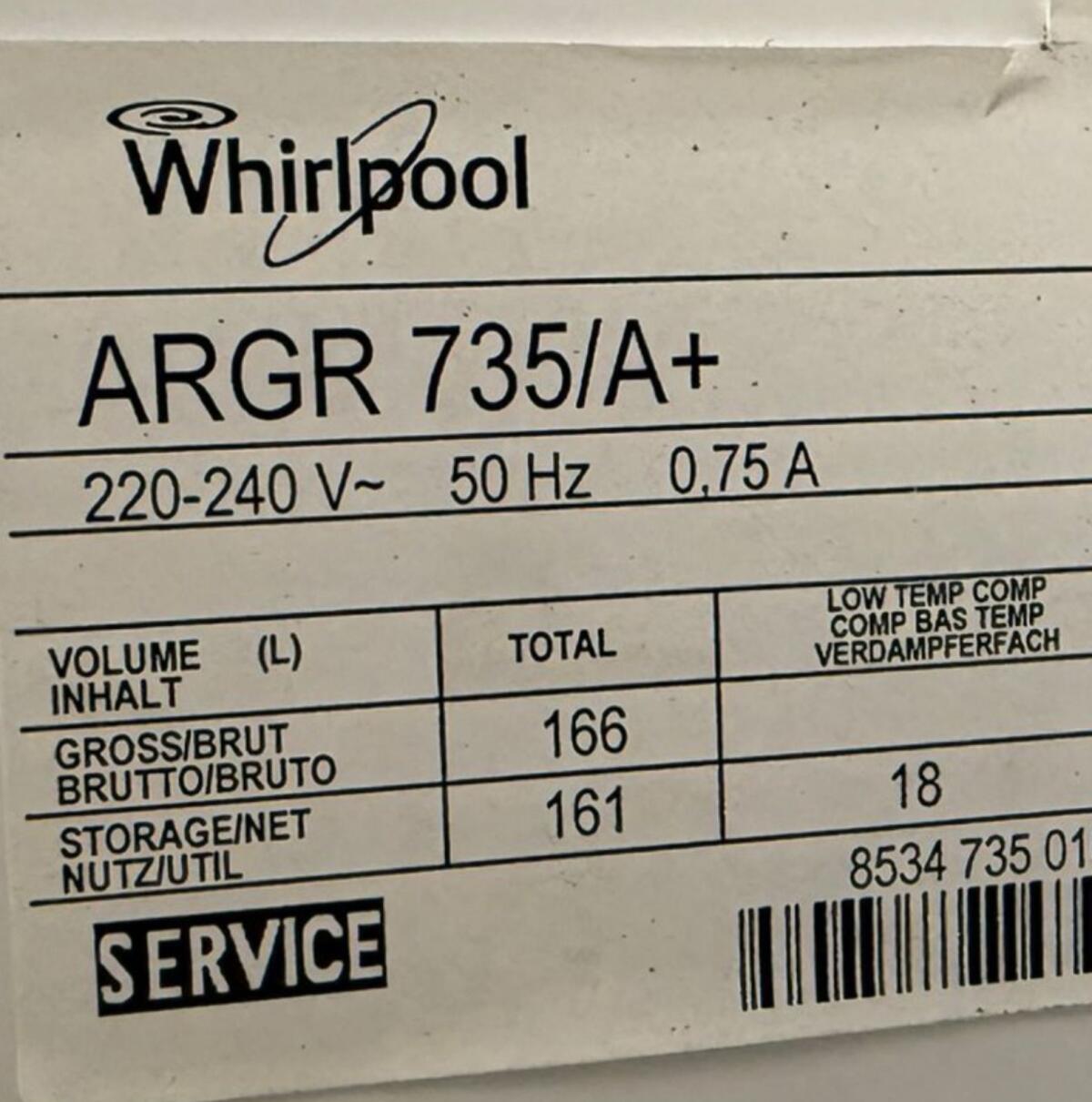 Kühlschrank Whirlpool A+ 2