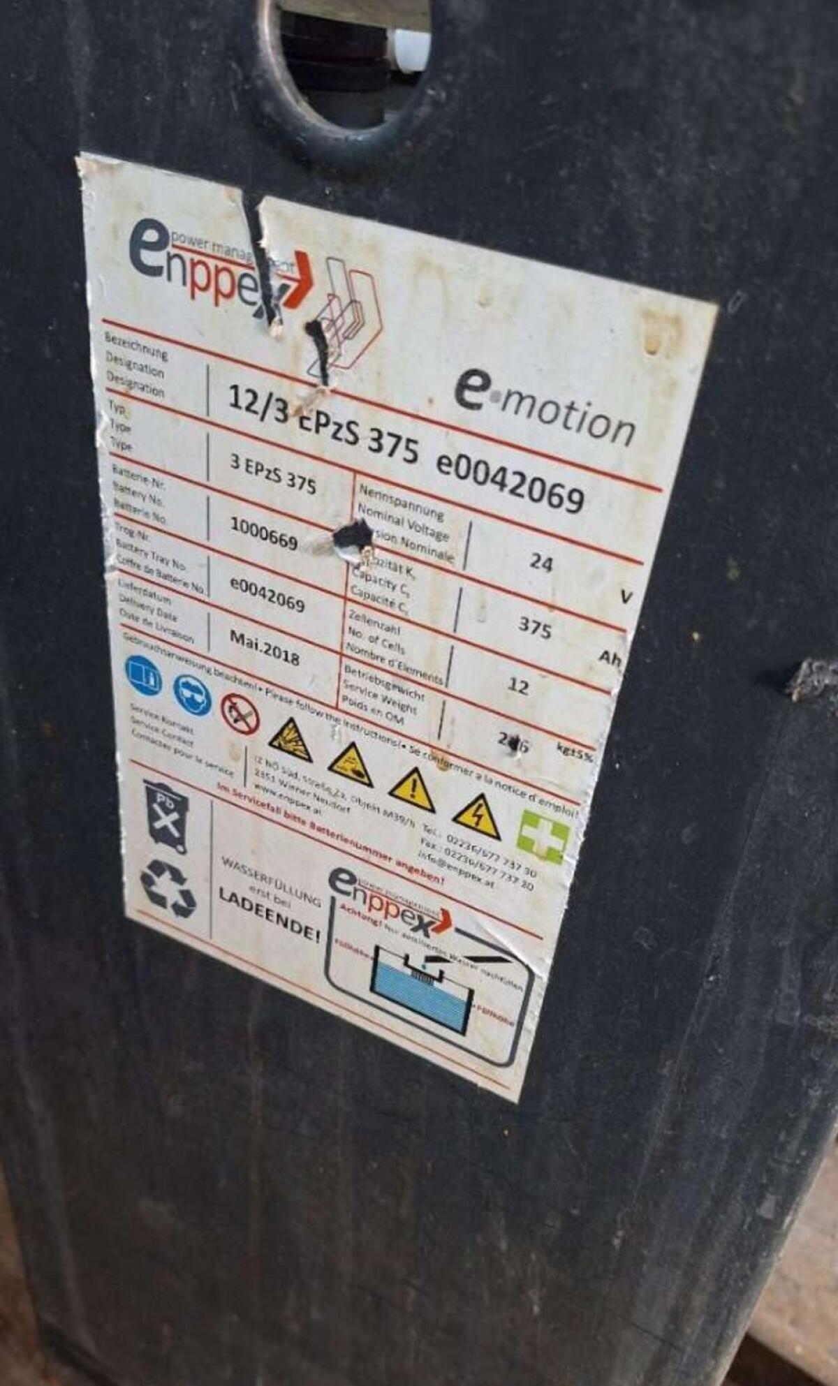 Staplerbatterie Enppex 12/3 EPzS 375Ah 3