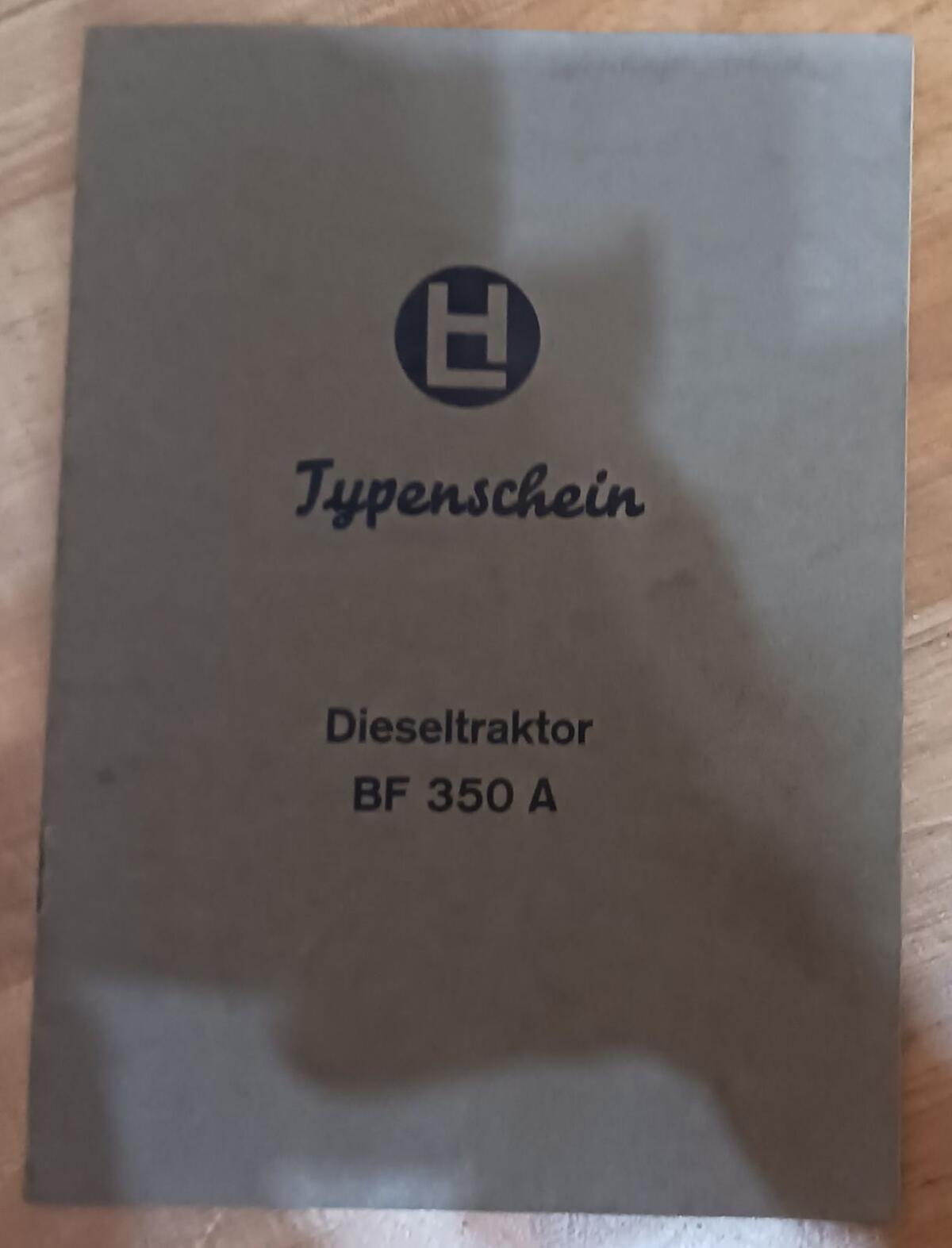 Verkaufe Typenschein von Lindner BF 350A 2