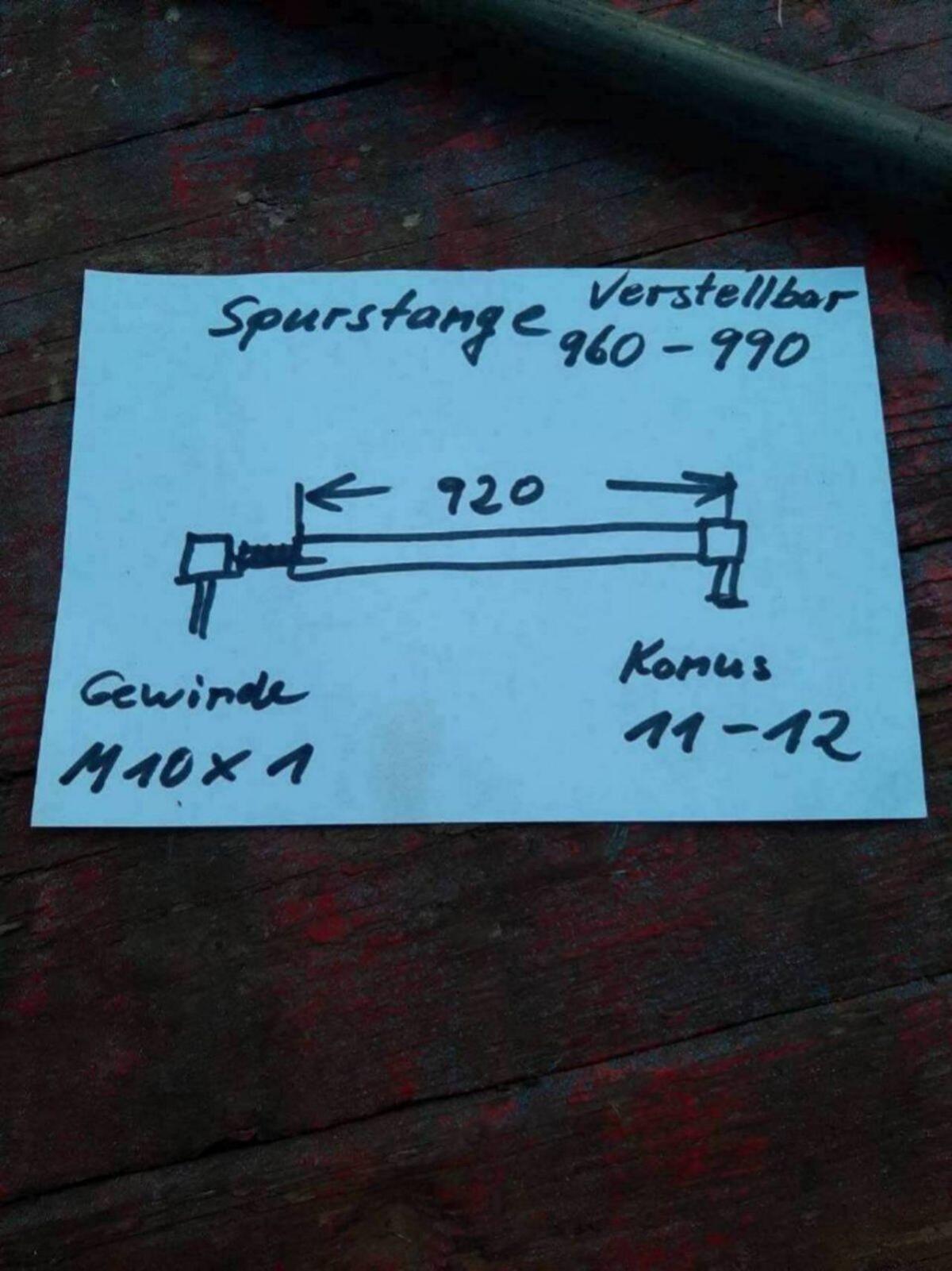 Spurstange Deutz, verstellbar von 960-990 mm 2