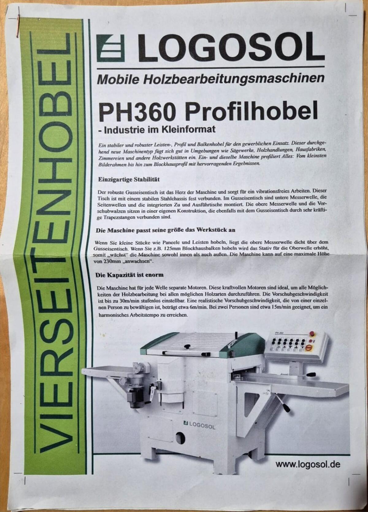 Vierseitenhobelmaschine 50 cm, Logosol PH 360 2